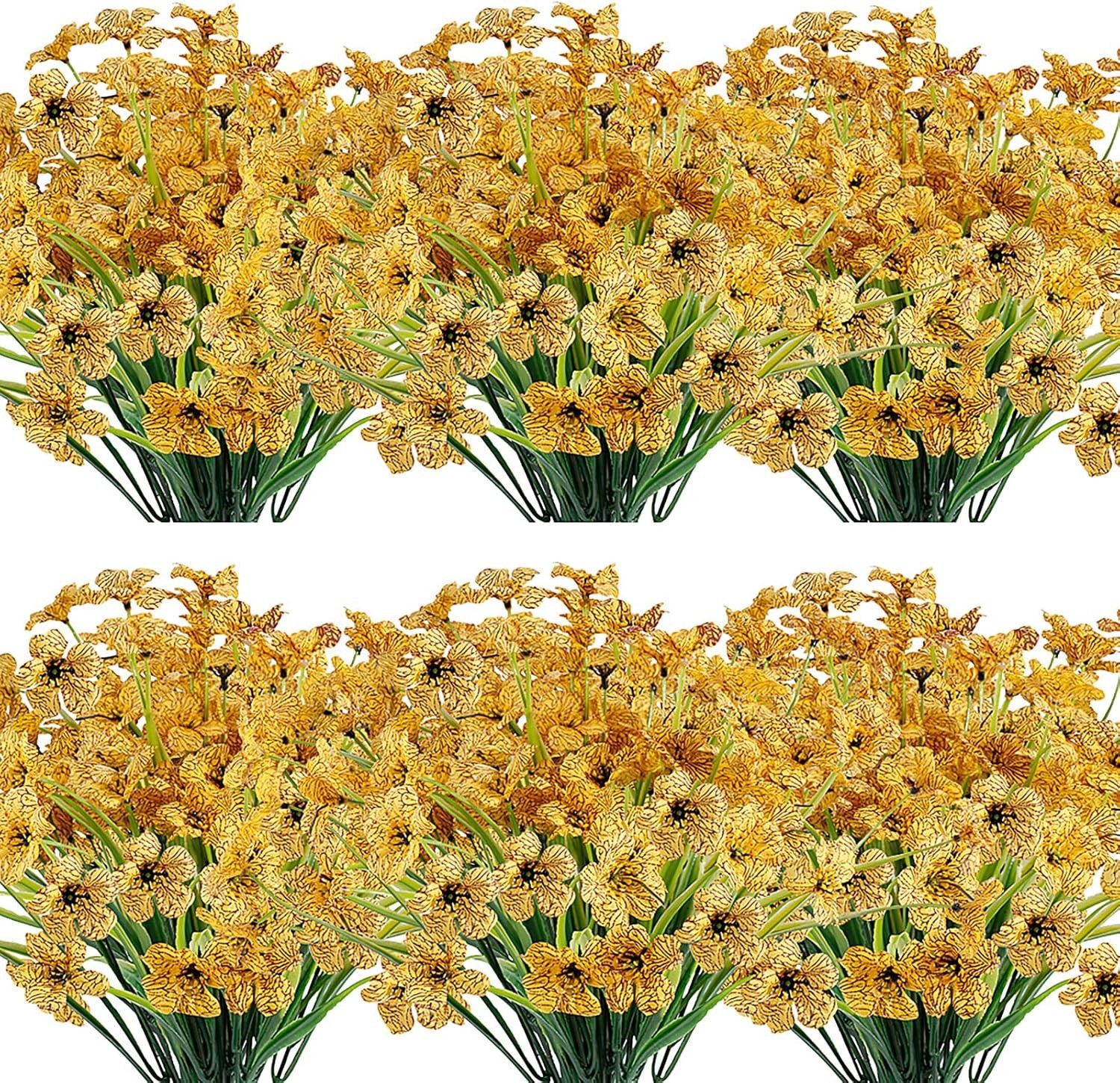 20 Bundles UV Resistant Yellow Artificial Flowers for -Round Home Decor