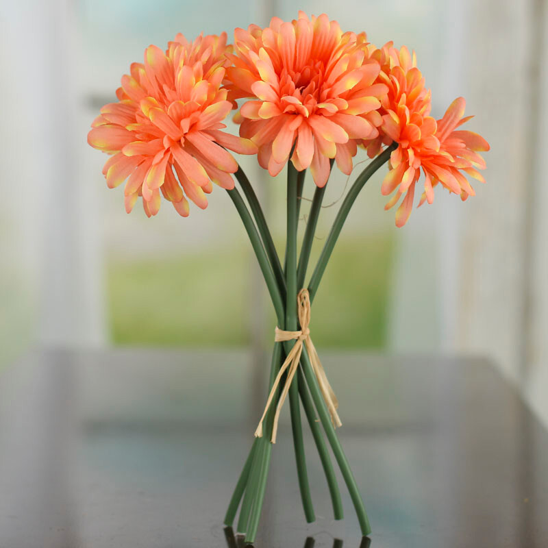 Set of 2 Peach Artificial Gerbera Daisy 10-1/2″ Bundles