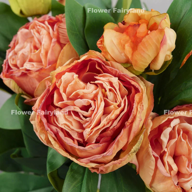Dried Look Peony with Bud – Orange | Artificial Flower | Home Decoration | Gifts