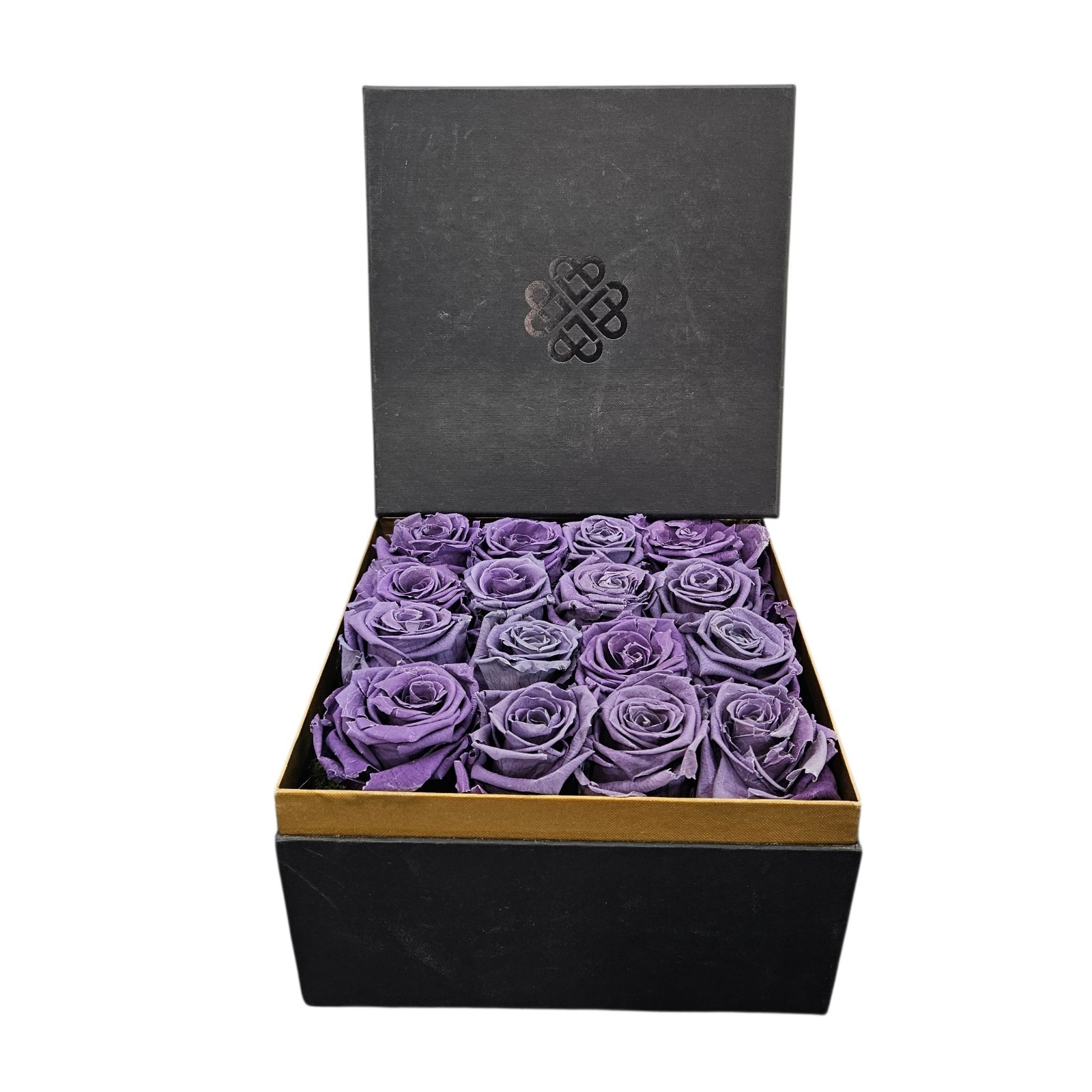 Forever Purple Roses Preserved Eternal Flowers Luxe Bloom 16 in Square Gift Box