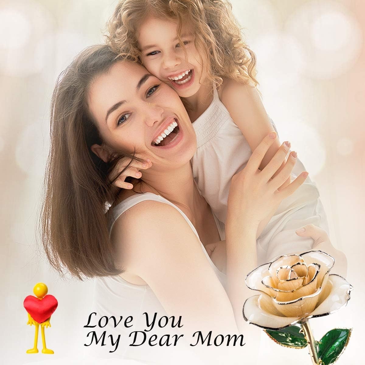 Ivory White Gold Dipped Rose – Eternal Flower for Anniversaries & Birthdays