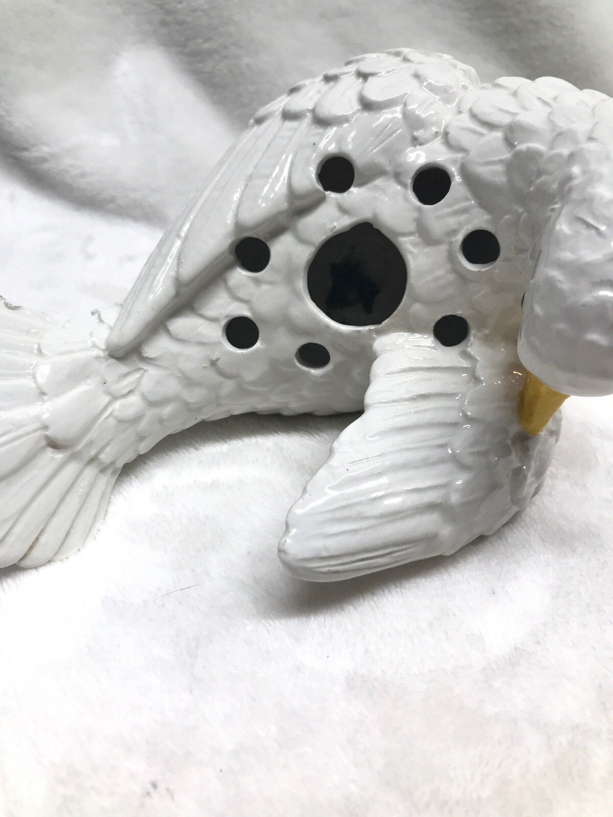 White Dove Frog Flower Arranger Made In Italy Signed