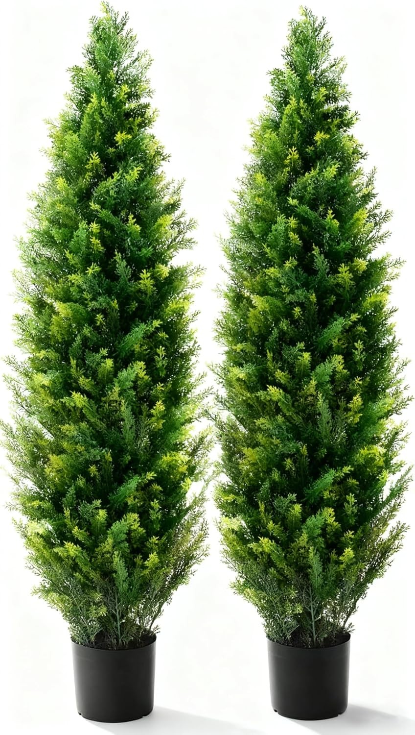 Artificial Topiary Cedar Tree 60 inch Tall (2 Pieces) outdoor artificial tree