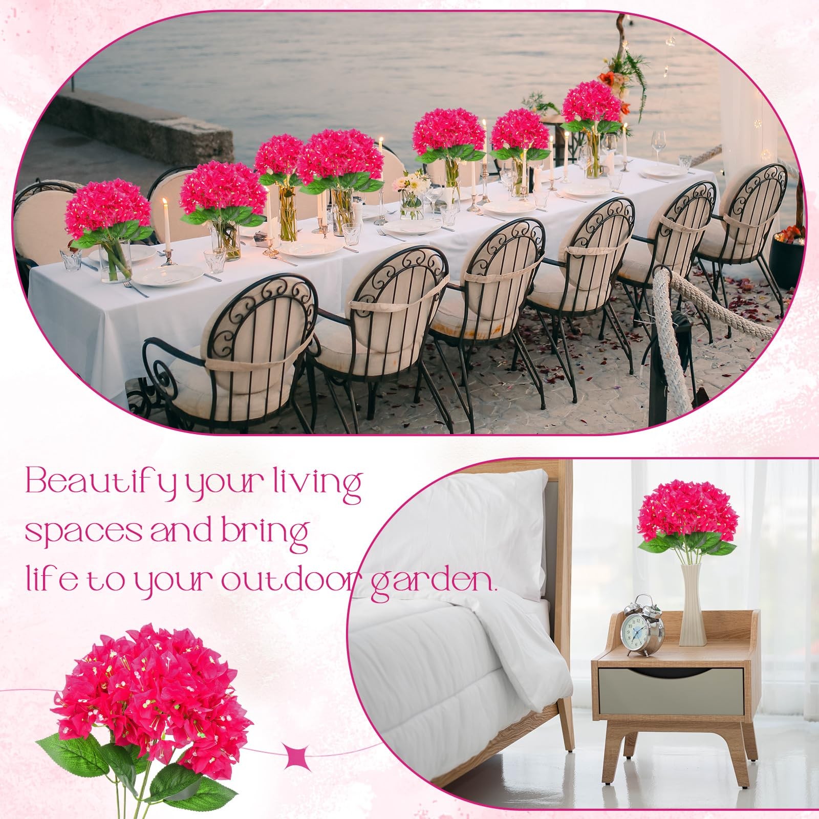 10 Pcs Artificial Flowers Bougainvillea Bush Faux Floral No Fade Faux Silk Bo…