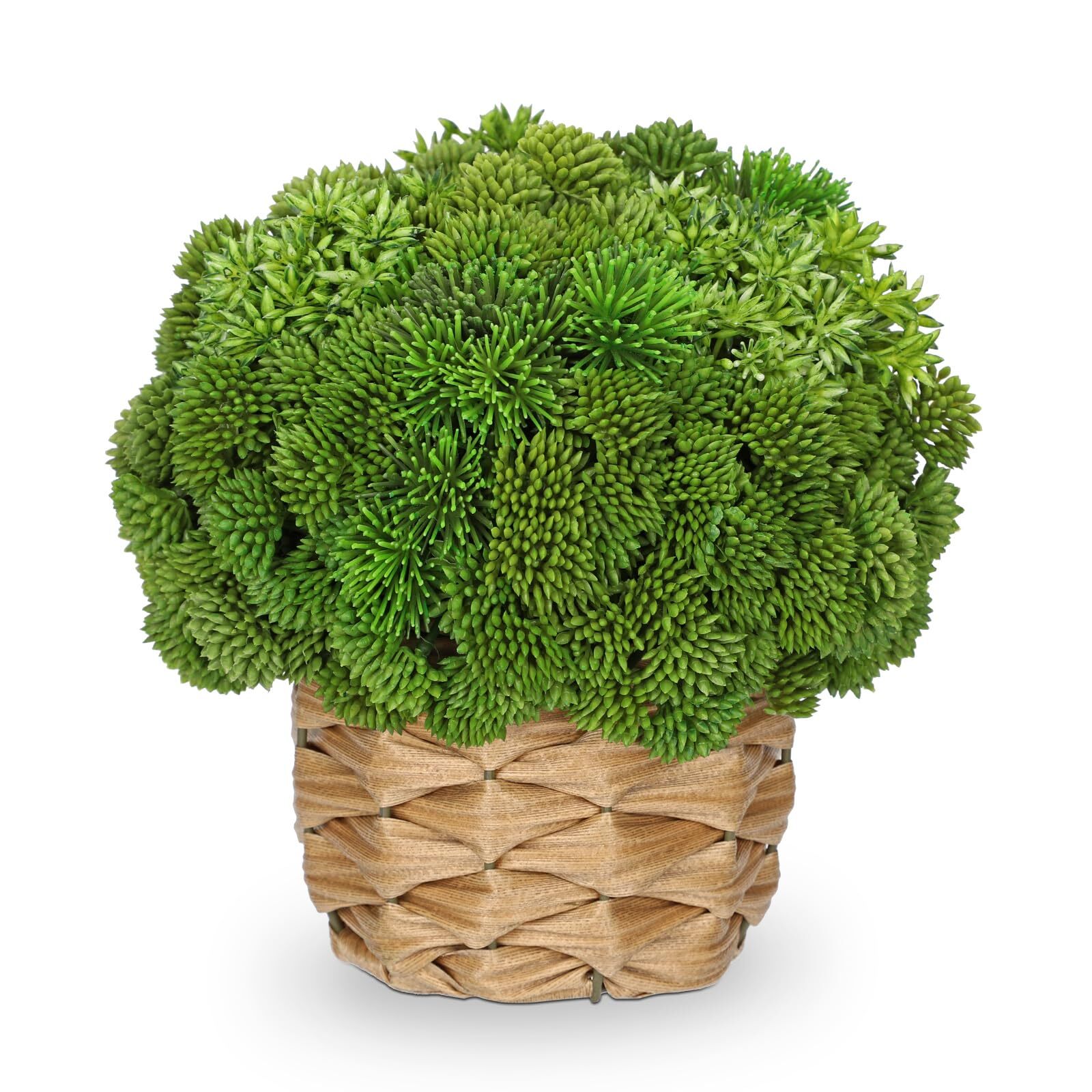 Succulent Plants Artificial Small Faux Arrangement Woven Basket Table Decor