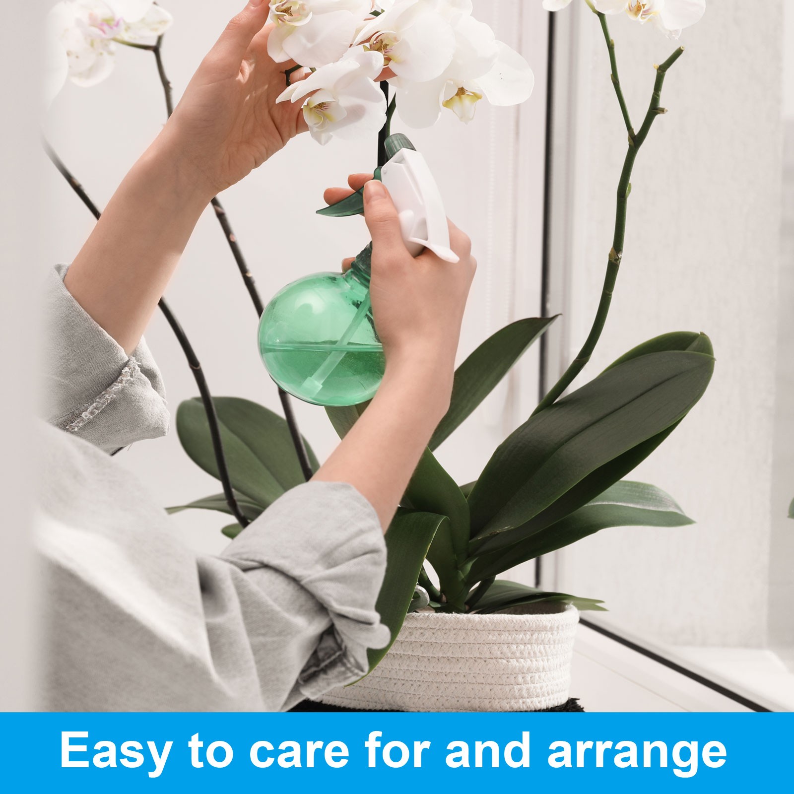 2Pcs, Faux Orchid Leaves 4 Petals Small Artificial Phalaenopsis Leaf with Stems