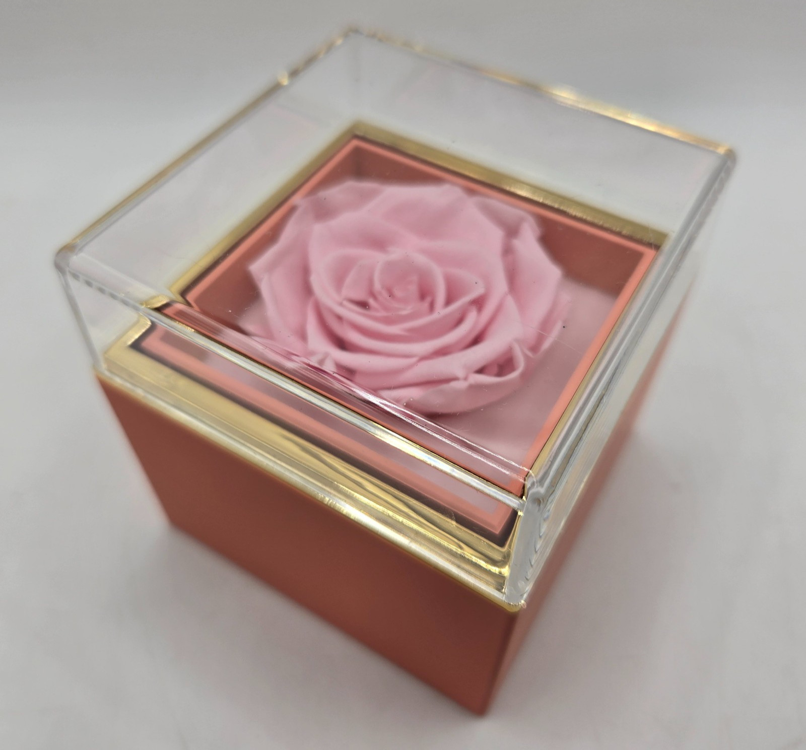 Preserved Eternal Pink Rose Flower Gift Box With Jewelry Box