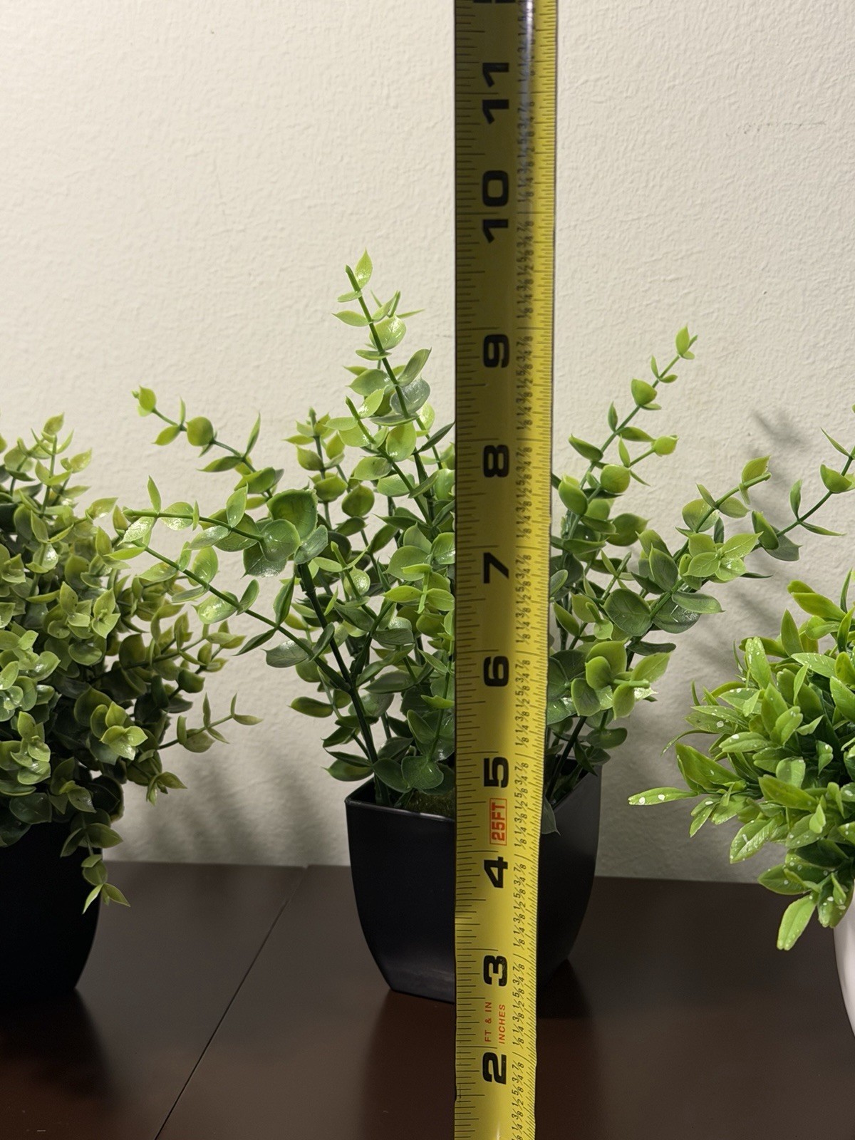 4 Pack Plants Small Faux Artificial Plastic Pots Indoor 3 Black 1 White Pot