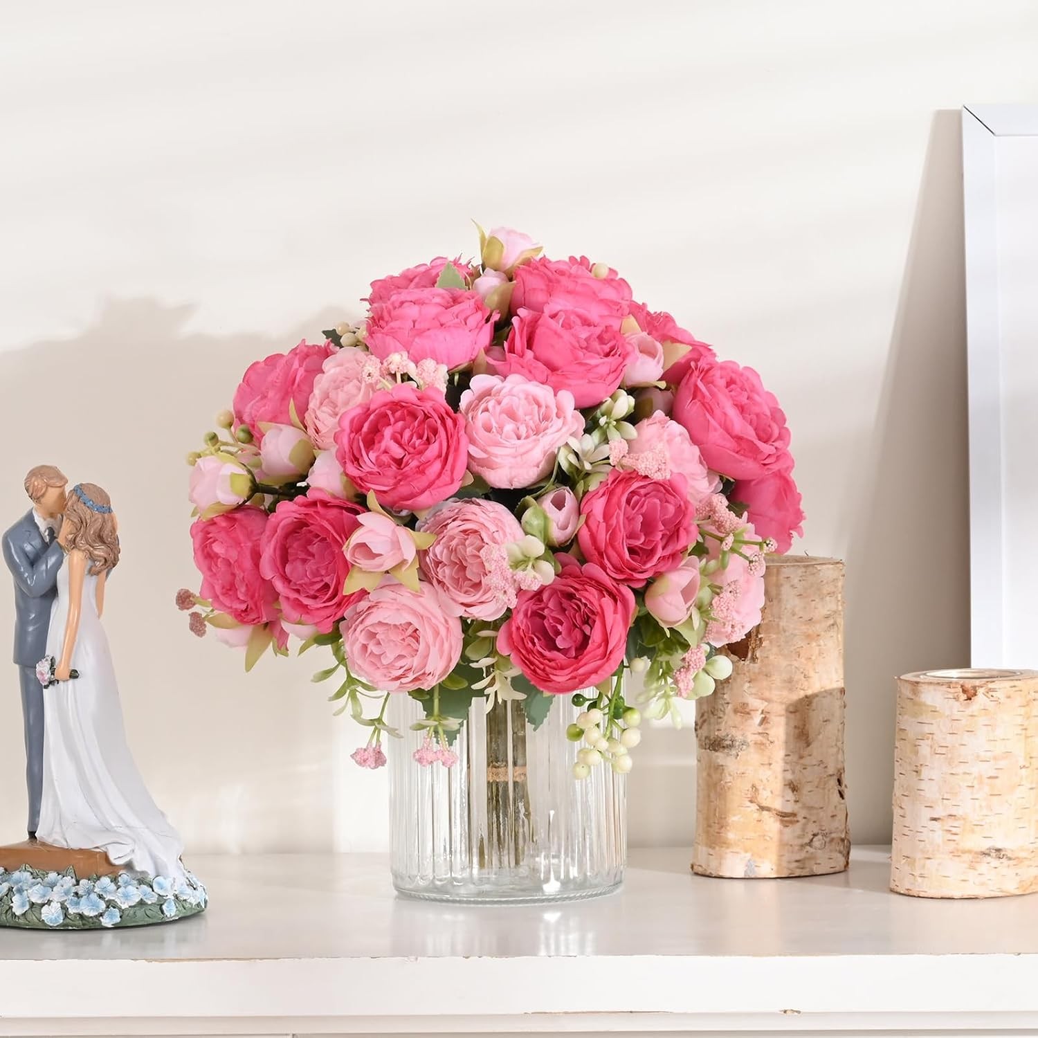 2 Pack Peonies Artificial Flowers Mixed Pink Artificial Peonies Silk Peonies