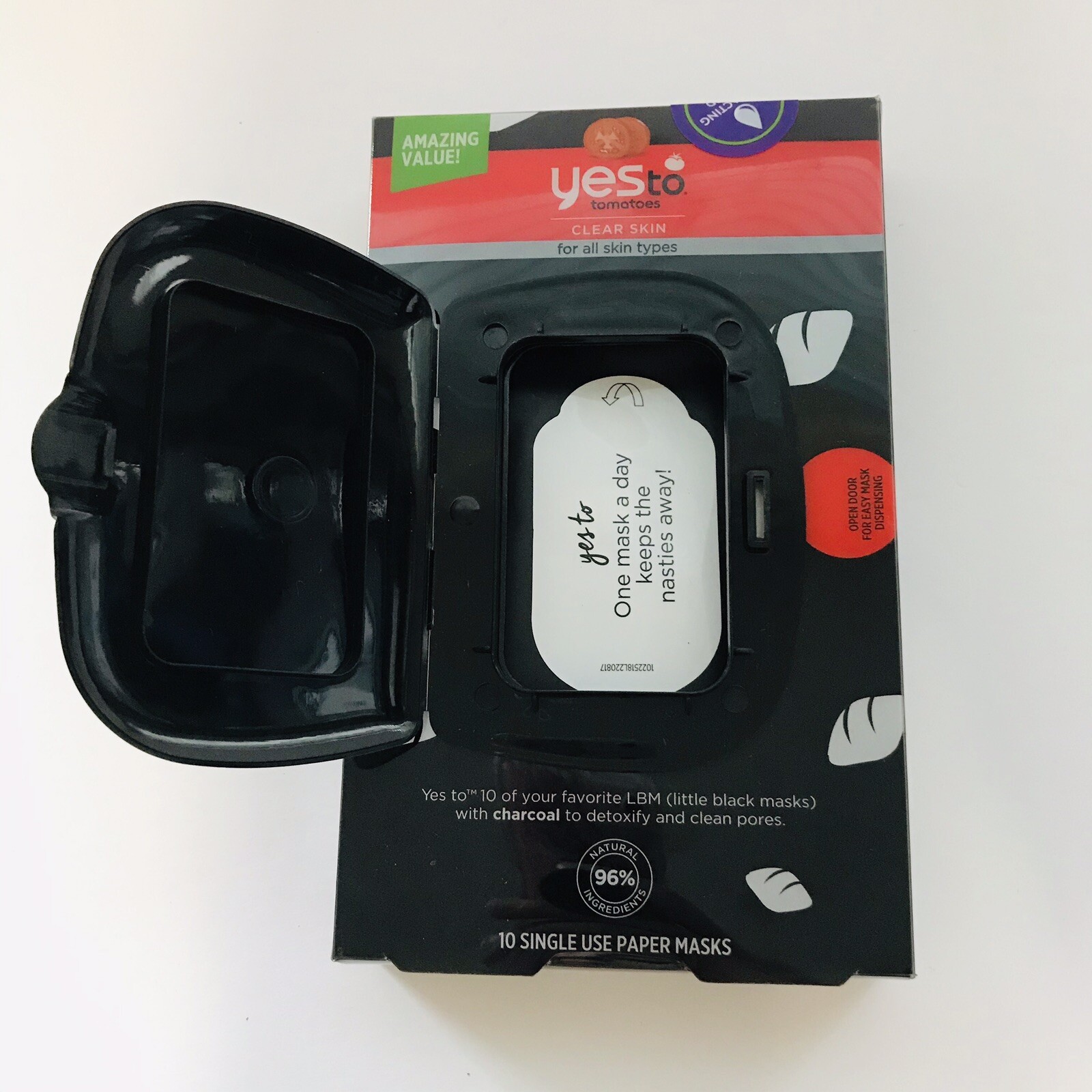 YES To Tomatoes Detoxifying Charcoal Paper Mask Beauty Box–10 Masks