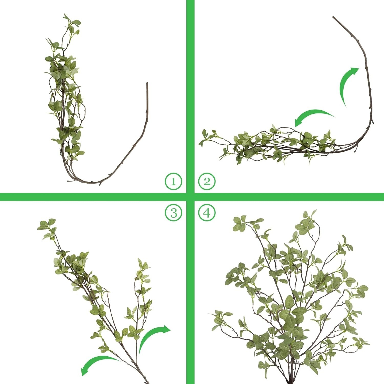 Realistic Faux Greenery Stems – Set of 2, 41.3” Tall for Versatile Indoor Decor