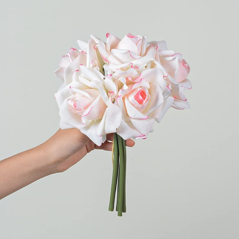 6 pcs Artificial Rose Flowers Real Touch Silk Rose 10.2 inch Single Stem Rose…