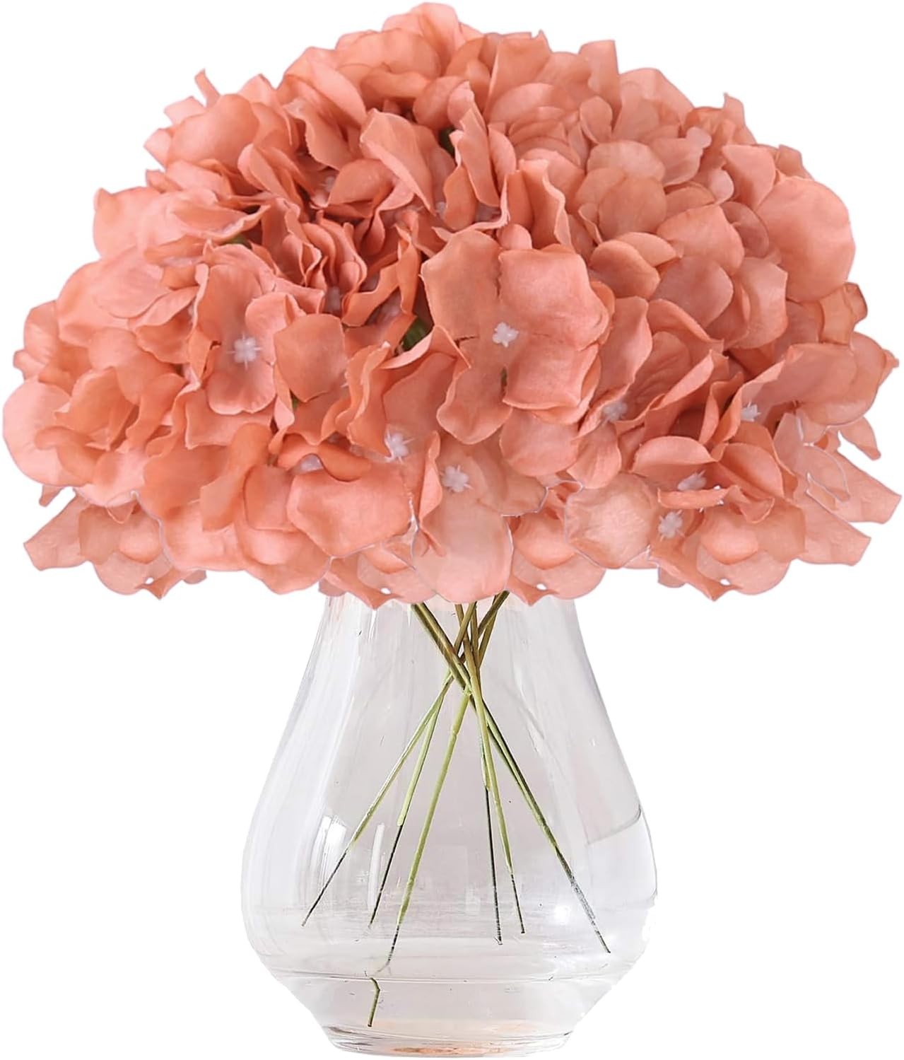 10Pcs Artificial Hydrangea Flowers Blush Heads Fake Hydrangea Silk Flowers