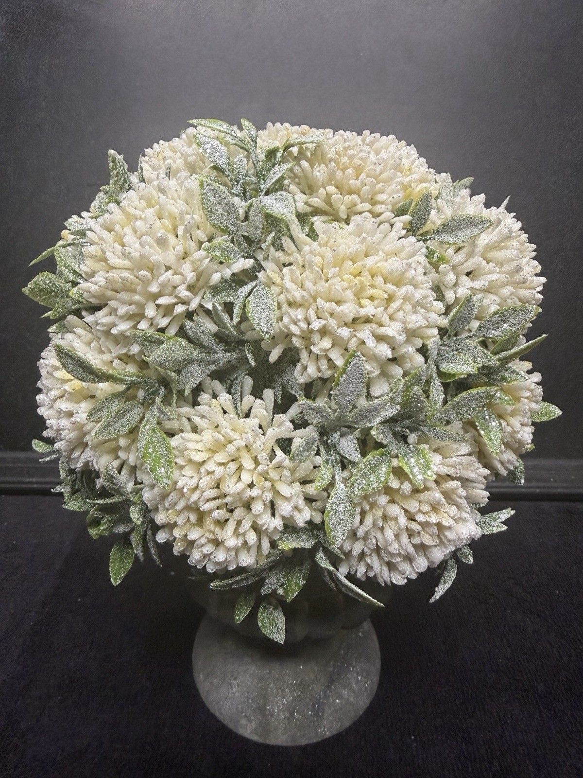 Pure Garden Artificial Floral Arrangement 9.5″ Faux Plant w/ Urn White Set of 2
