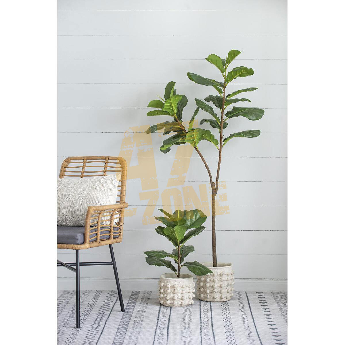 Faux Potted Fiddle Leaf Fig Tree Green Black Artifical Garden Indoor Outdoor