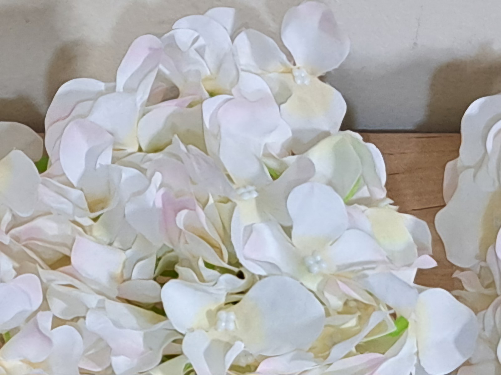 Jinwoe White Hydrangea Artificial Flower With Accents Of Pink/Yellow ,5 Pcs 20″