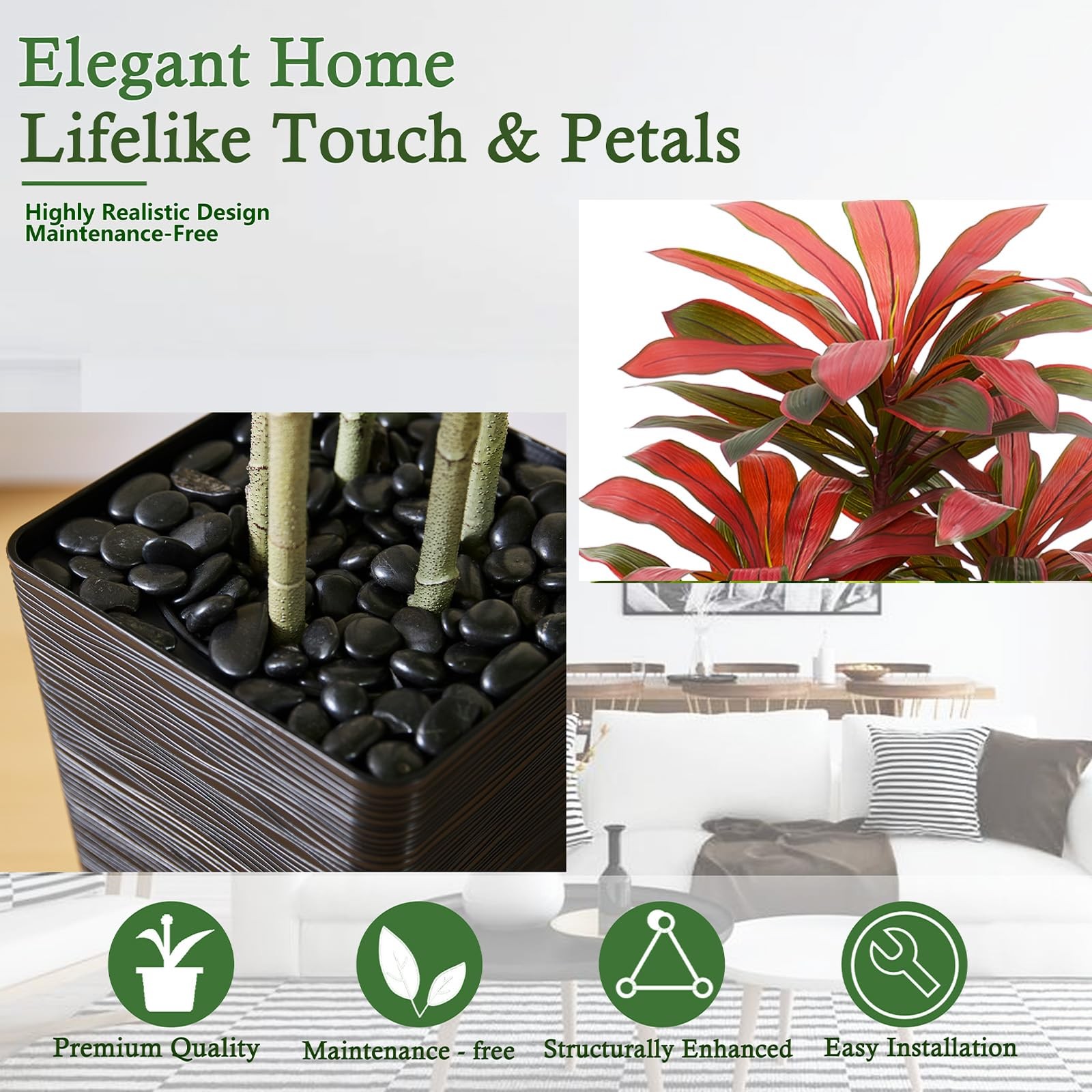 Artificial Dracaena Tree：6FT Faux Silk Tropical Yucca Floor Trees Realistic F…