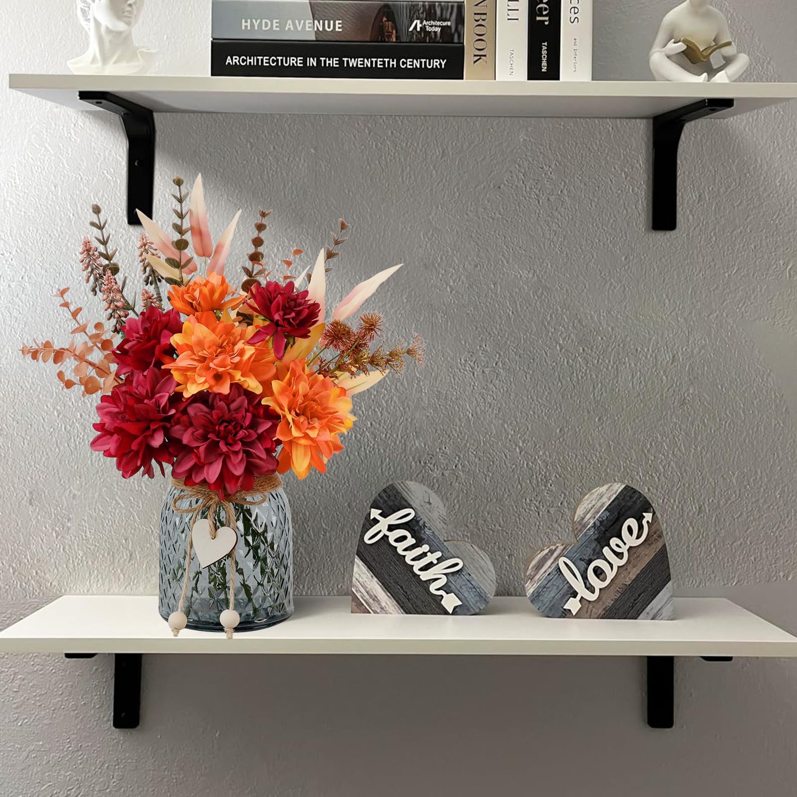 Fake Fall Artificial Flowers In Vase Floral Arrangement Table Centerpieces