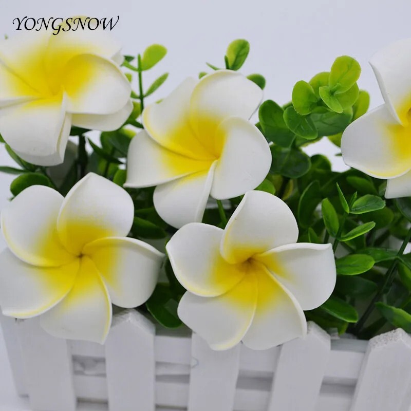 10pcs 5cm Plumeria Foam Flowers | Hawaiian Frangipani | Wedding Party Decor