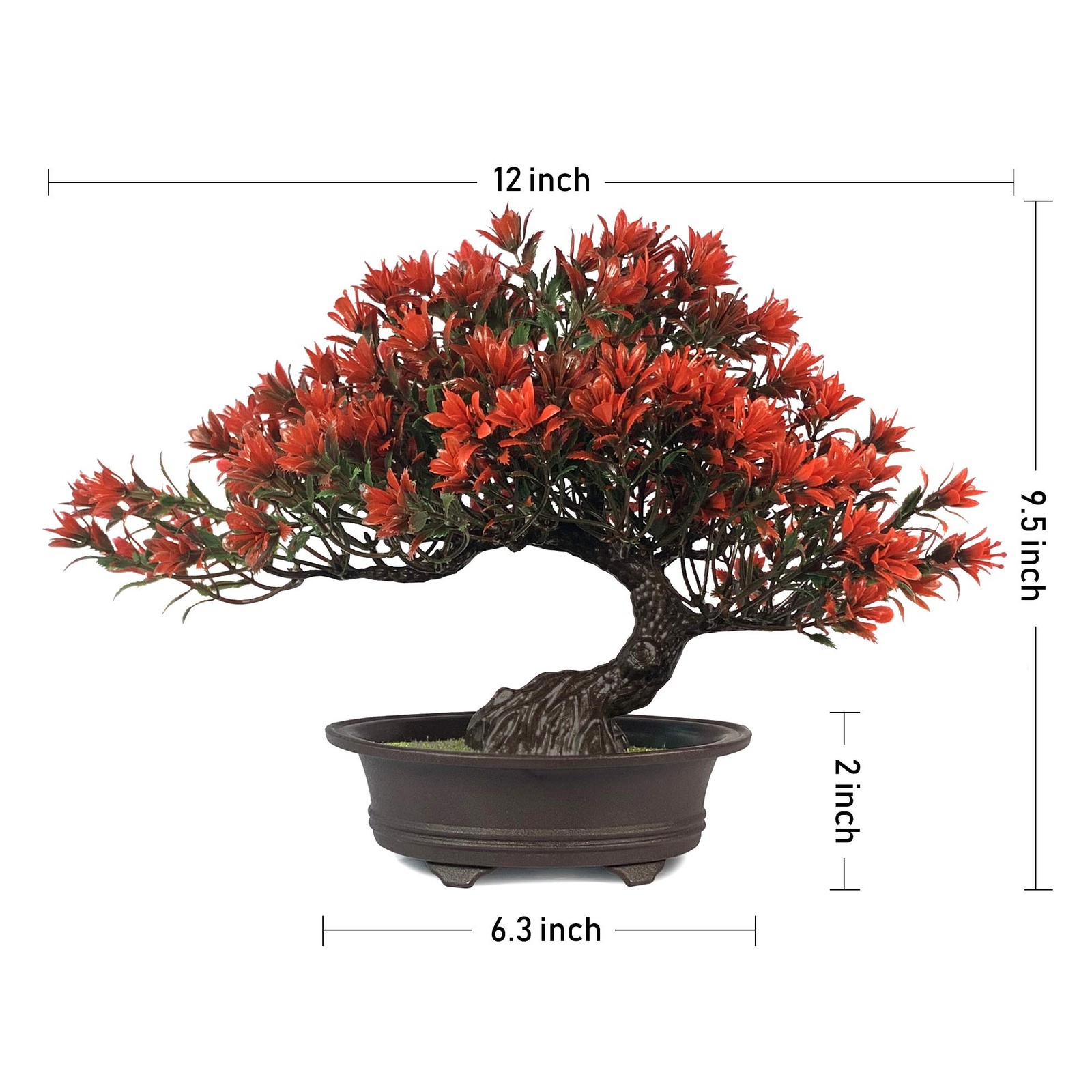 Artificial Bonsai Tree Red 9.5in Decor