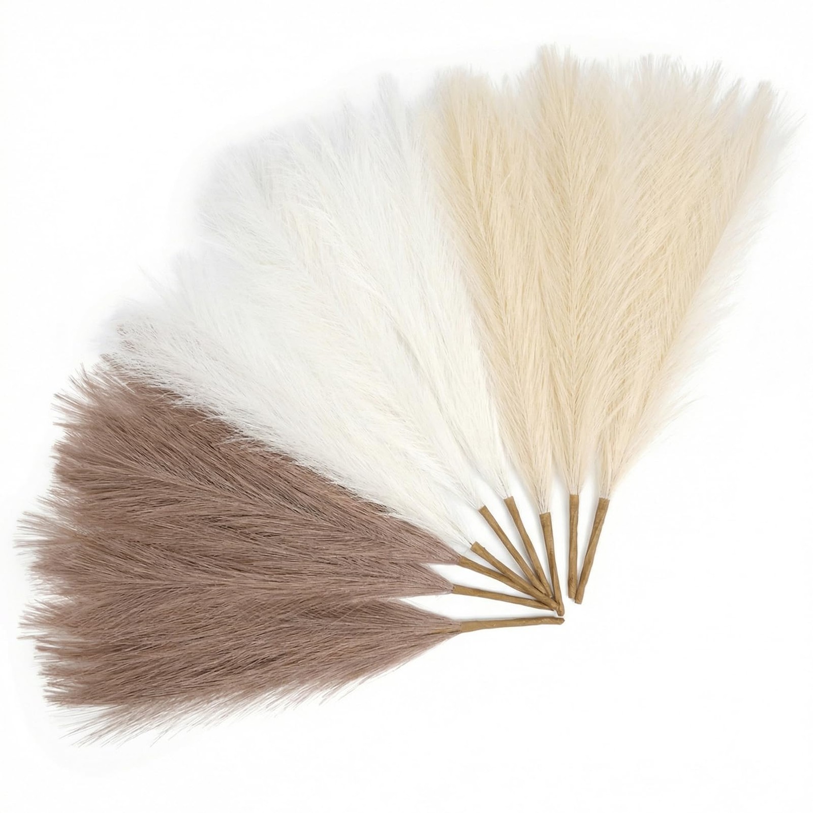 Faux Pampas Grass 9 Bunches 45 Stems 17.3 Inch Pampas Grass Decor 3 Colors Mi…