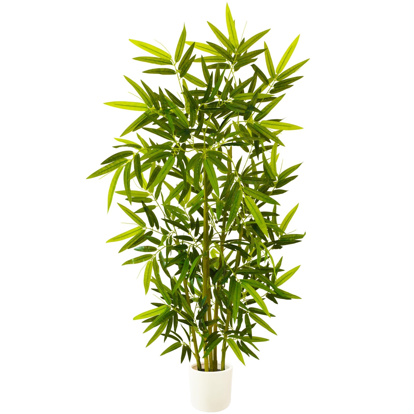 Warmplants Fake Bamboo Tree 5ft Green Artificial Plant White Planter BAM5B