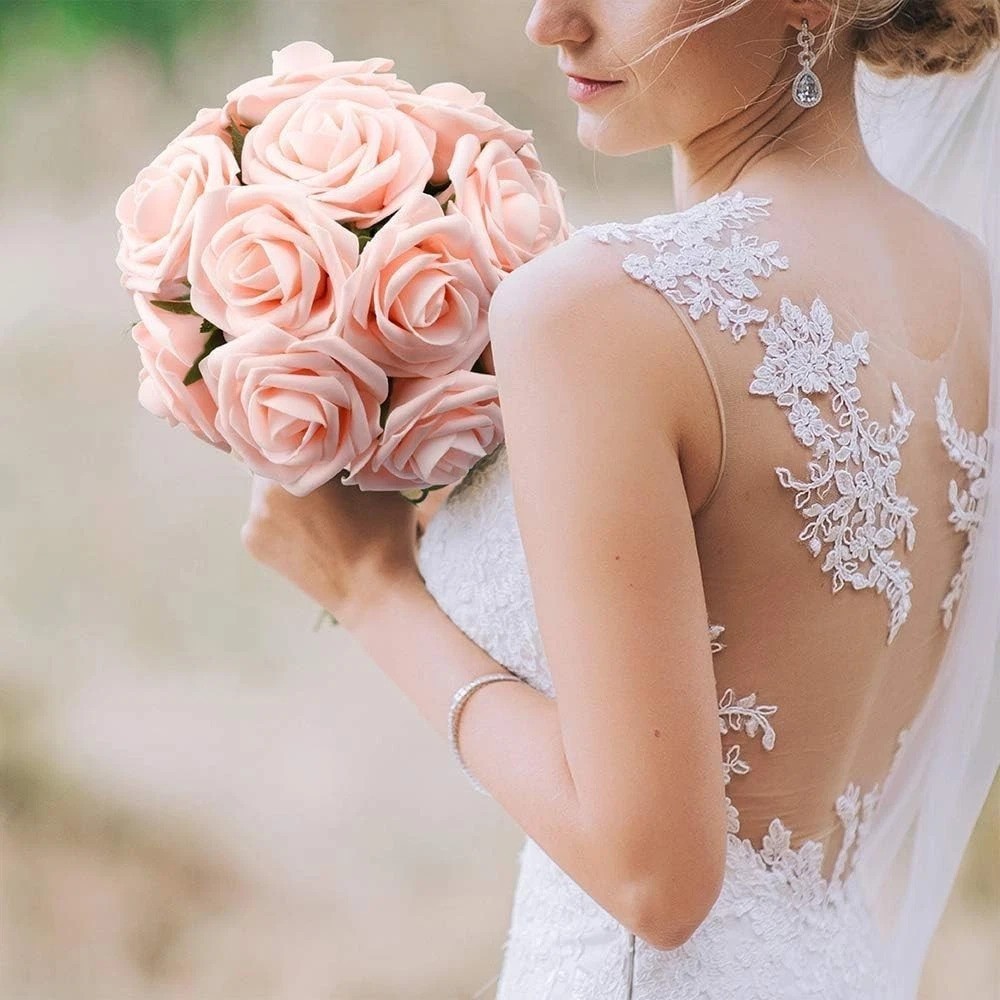 50 Blush Pink Foam Artificial Roses – Perfect for DIY Wedding Decor & Crafts
