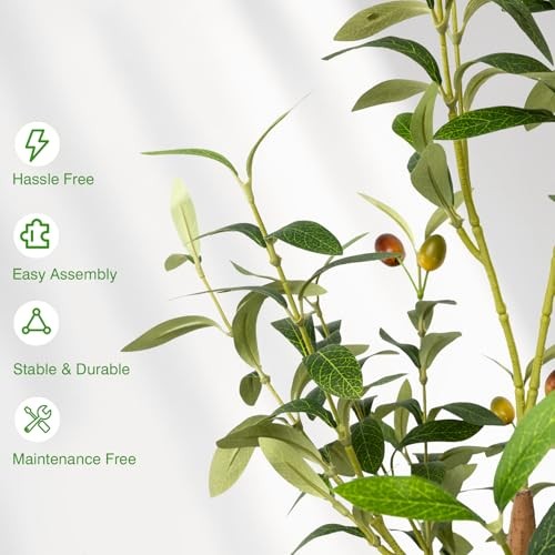 6FT Artificial Olive Tree – Indoor Tall Faux 6FT Olive Tree with Planter&Basket