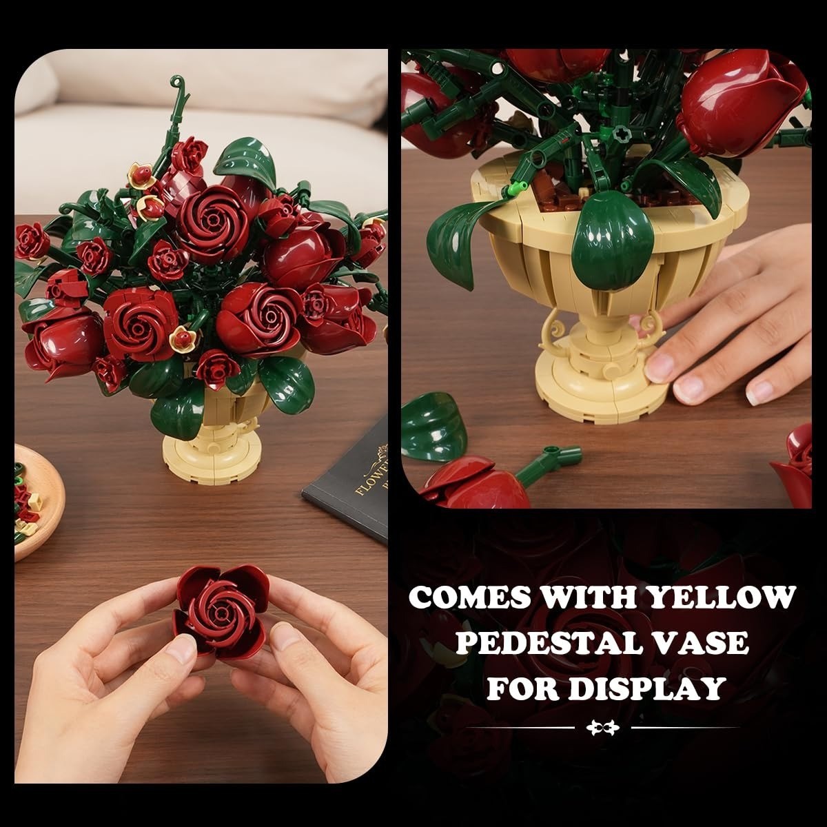 PLAXSOON Rose Flower Building Set for Adults | Bonsai Plant Kit