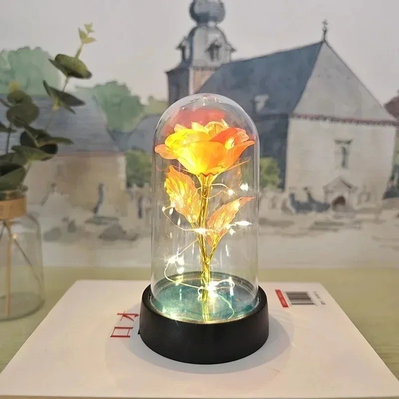 Eternal Forever Galaxy Rose Flower In Glass Dome LED Light Romantic Gift for Her