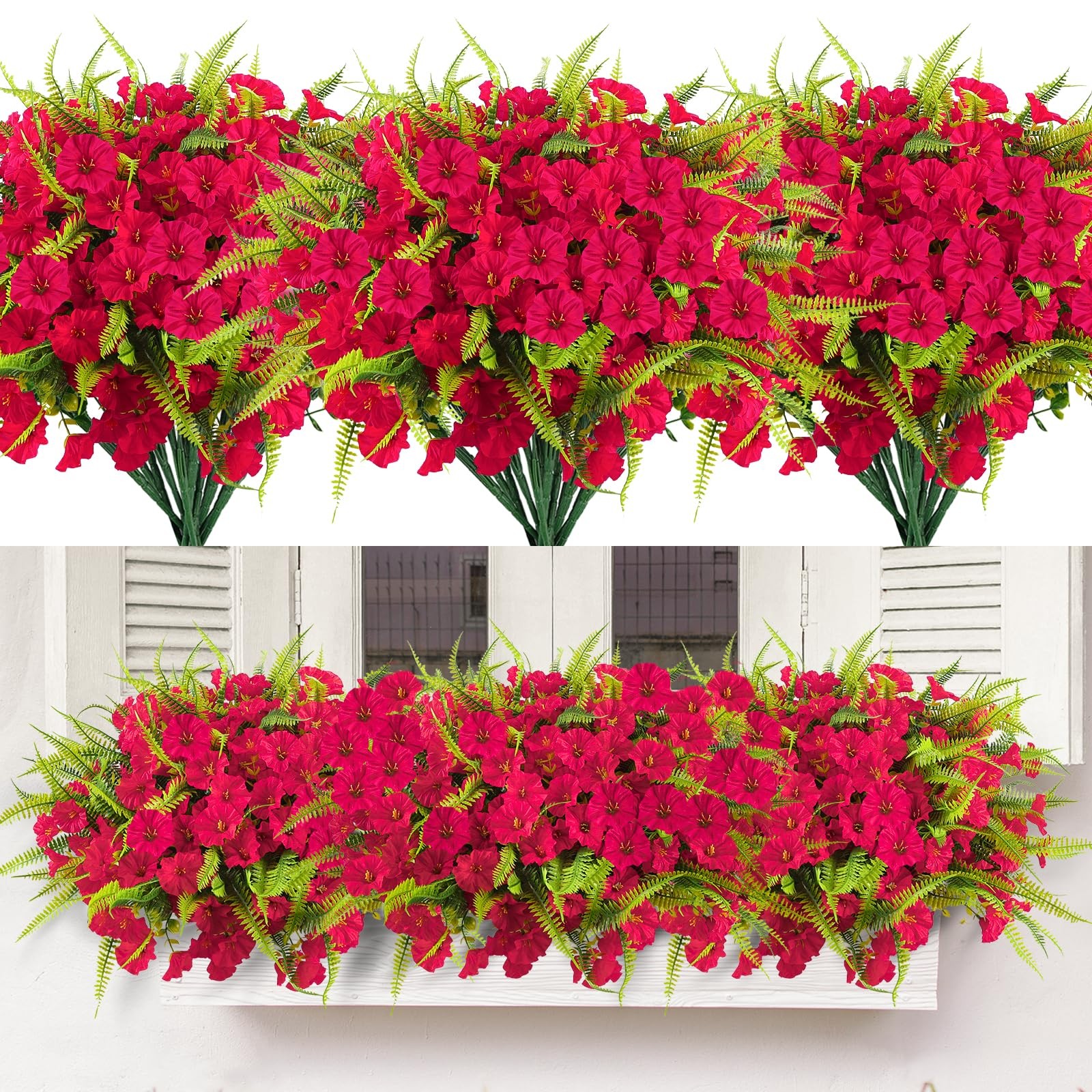 Artificial Flowers for Outdoors 12 Bundles Artificial Petunias Fake Flowers U…