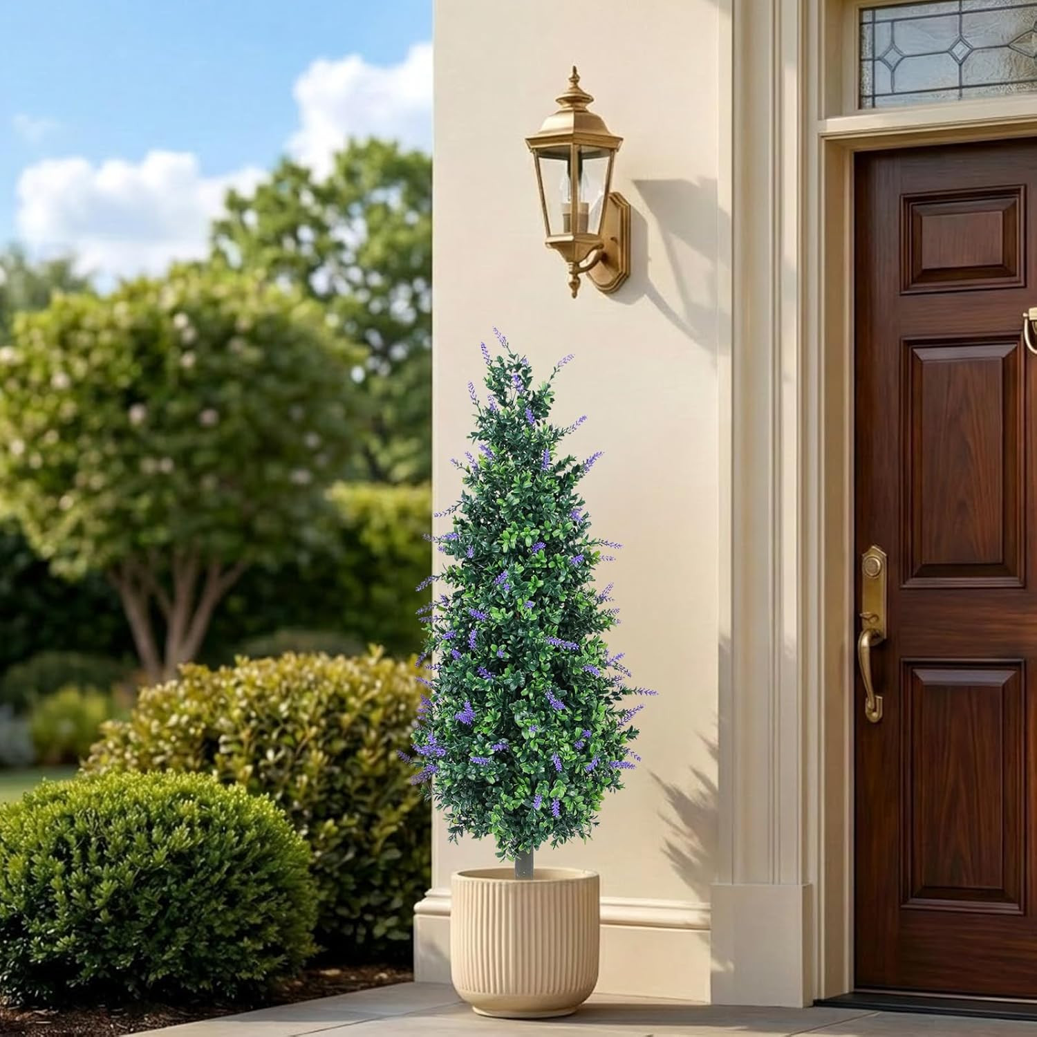 Set of 2 – 3Ft Lavender Artificial Topiary Trees for Indoor/Outdoor Decor