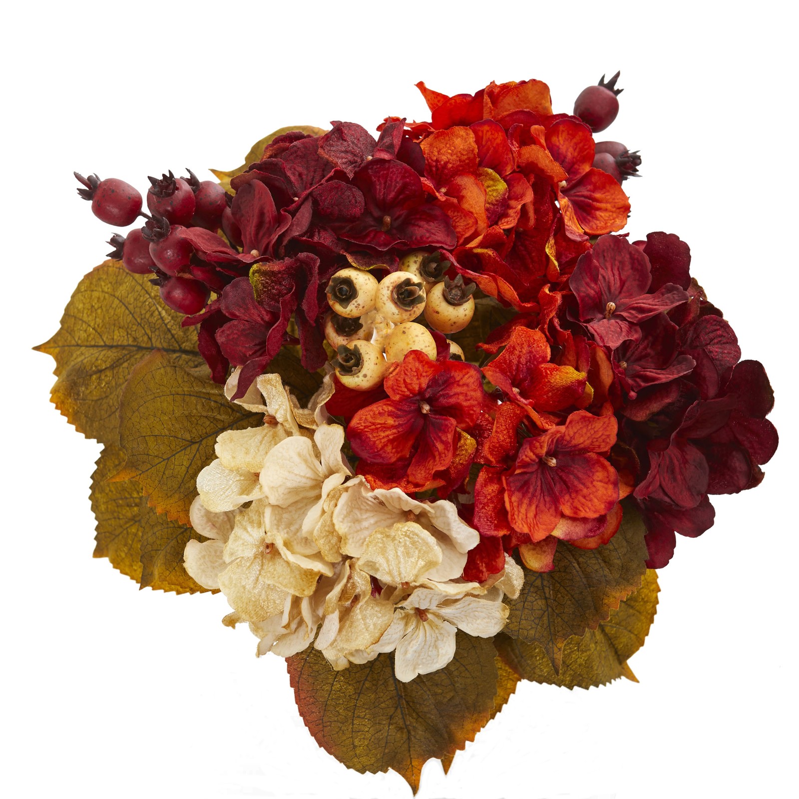 Nearly Natural 16” Autumn Hydrangea Berry Bouquet Artificial Flower Set Of 2