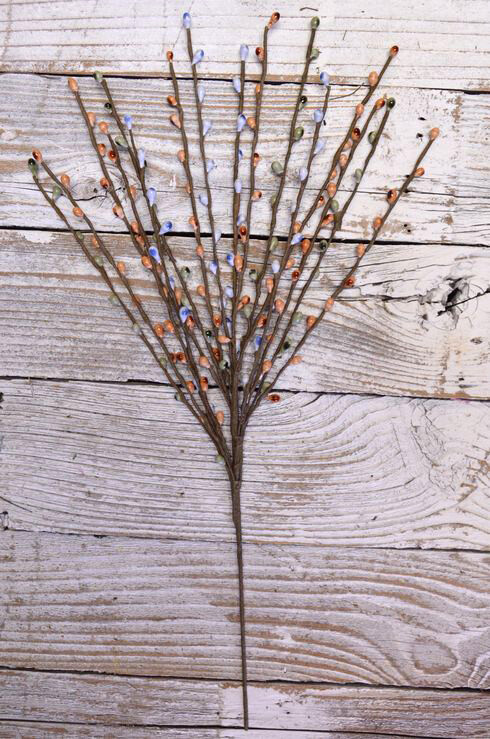 Pip Berry Floral Picks Set of 2 Light Blue Green & Tan Primitive Decor 18 inch