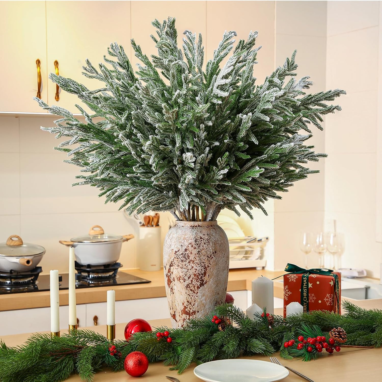 20 Pack 36″ Norfolk Pine Faux Branches for Christmas Decor & DIY Crafts