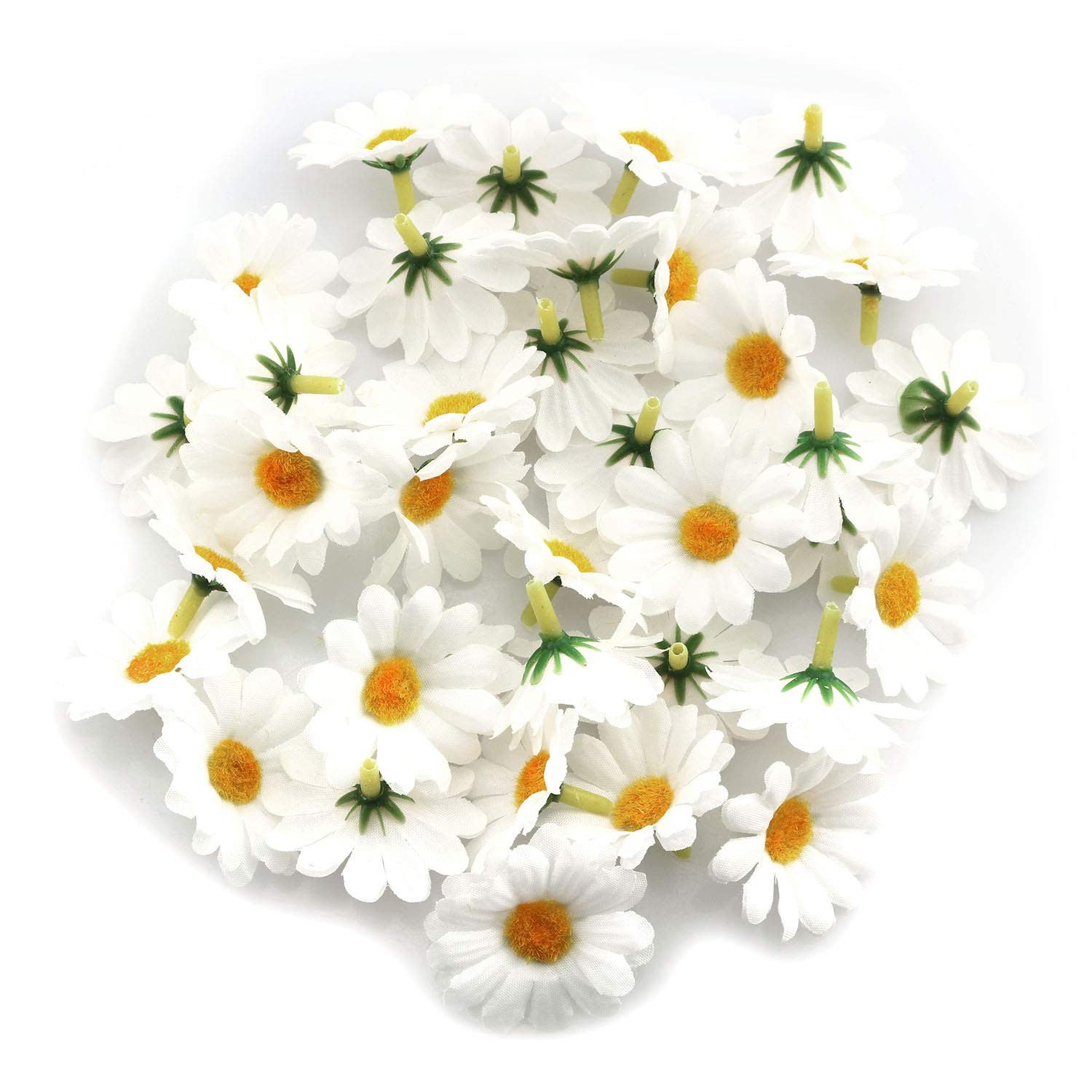 Fabric Daisy Flower Head 100PCS 1.5Inch White Artificial Gerbera Fake Flowers…