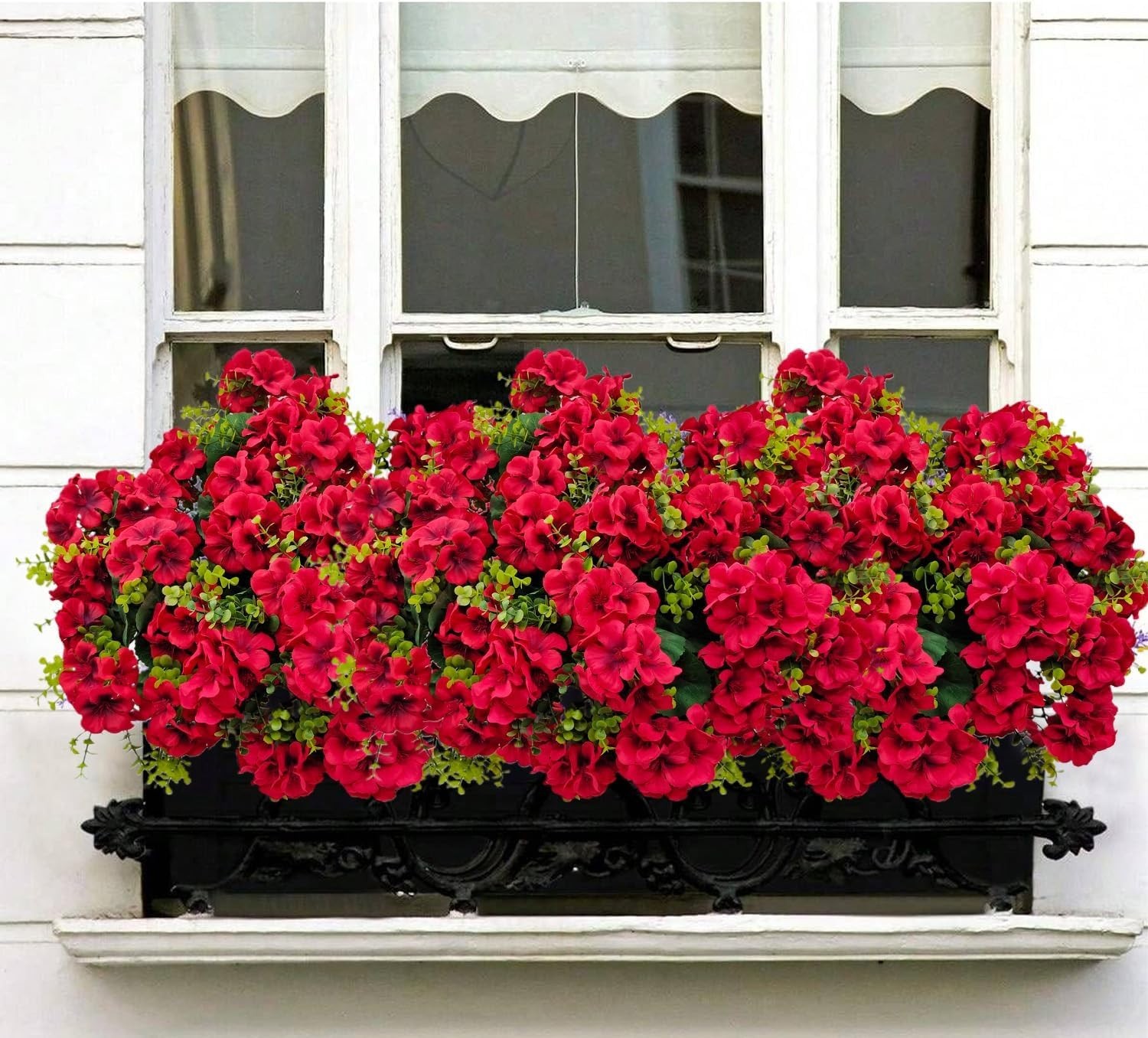 Artificial Geranium Flowers for Outdoor Decoration, 6 Bundles UV Resistant Silk