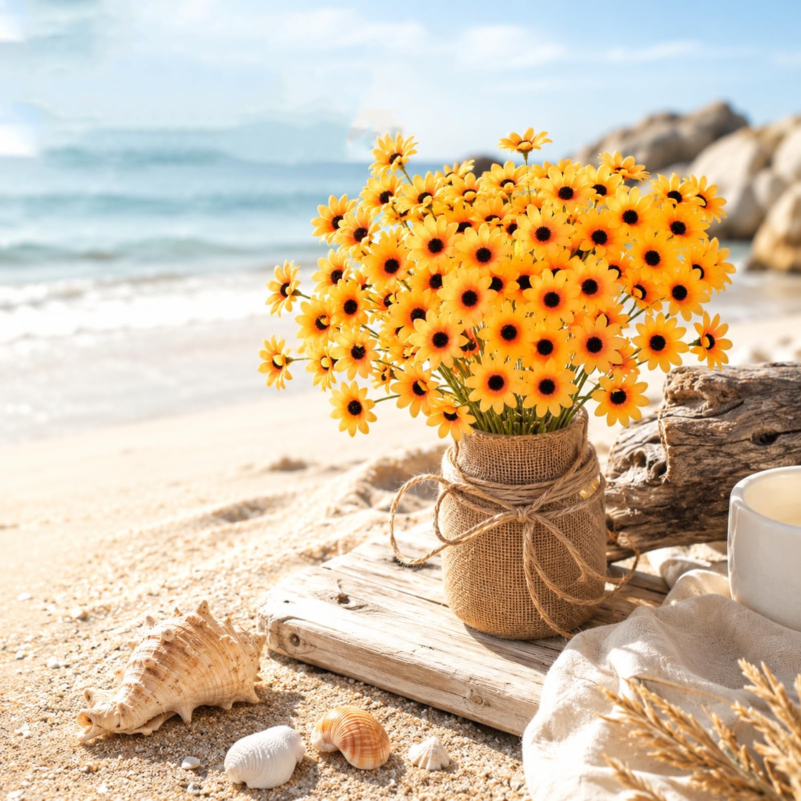 100PCS Mini Fake Sunflower, Sunflower Artificial Flower Heads, 1.8In