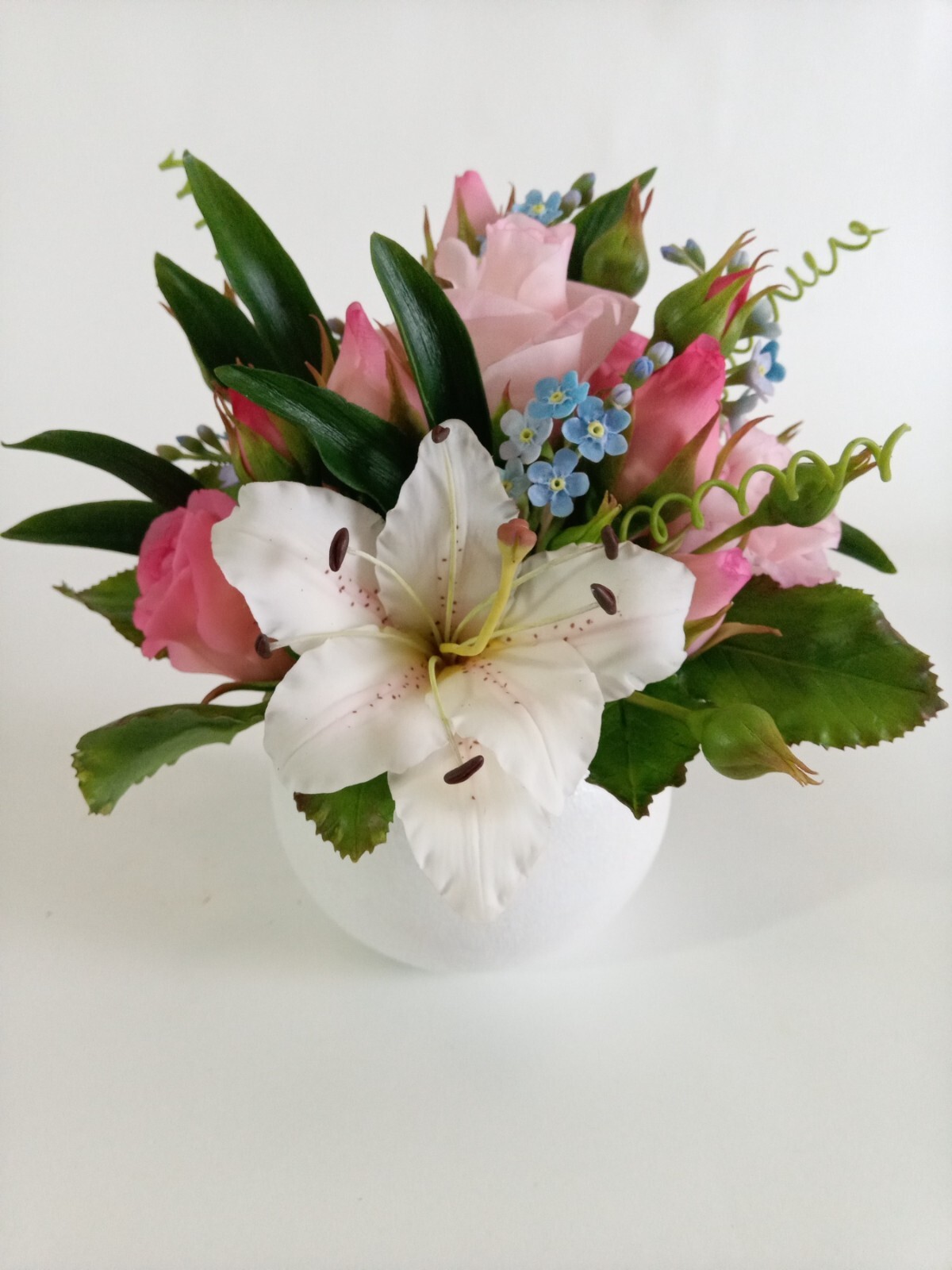 Artificial Lifelike Flower Bouquet Mix Handmade Cold Porcelain
