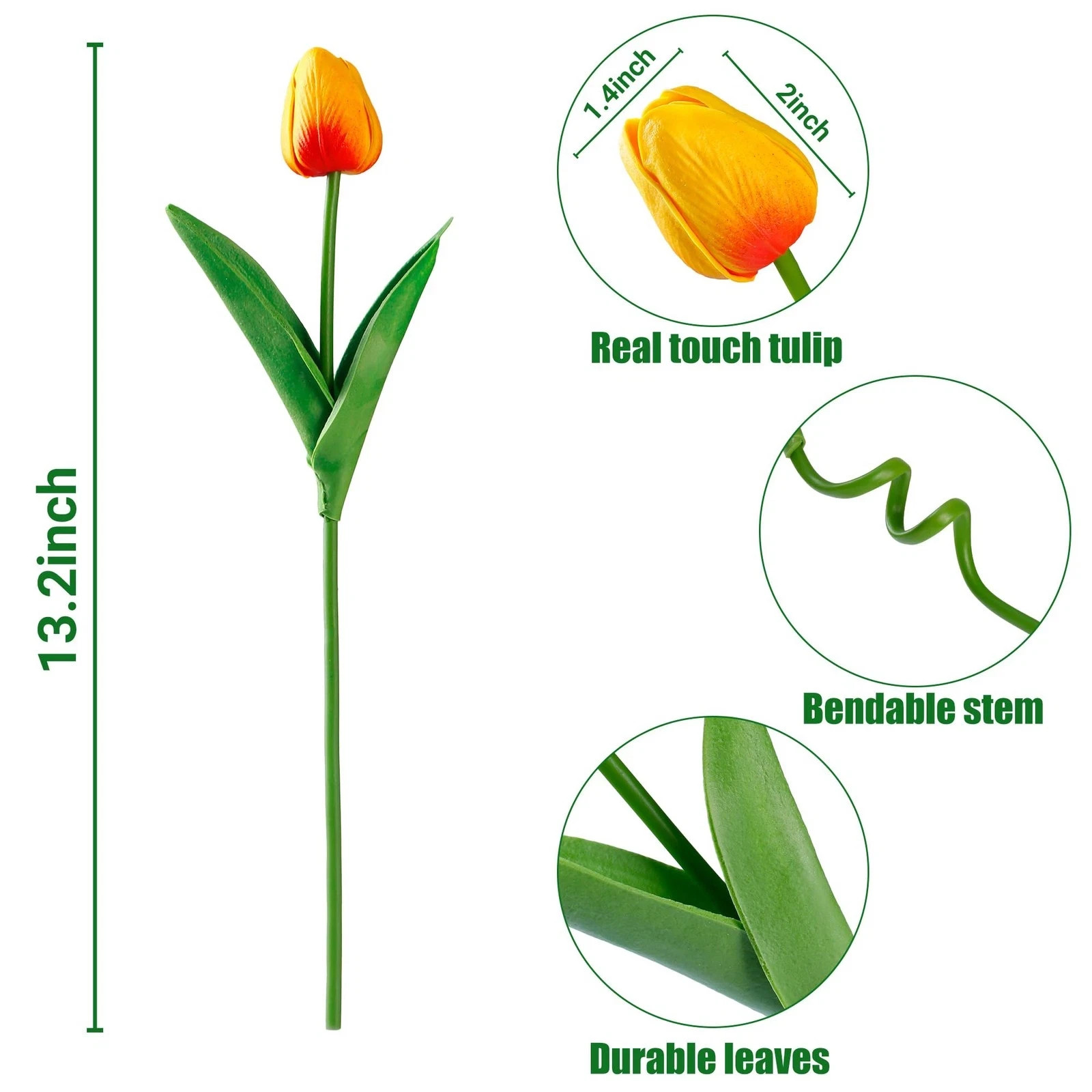 Sggvecsy 15 Pcs Fake Tulips Artificial Flowers Real Touch PU Faux Flowers Tul…