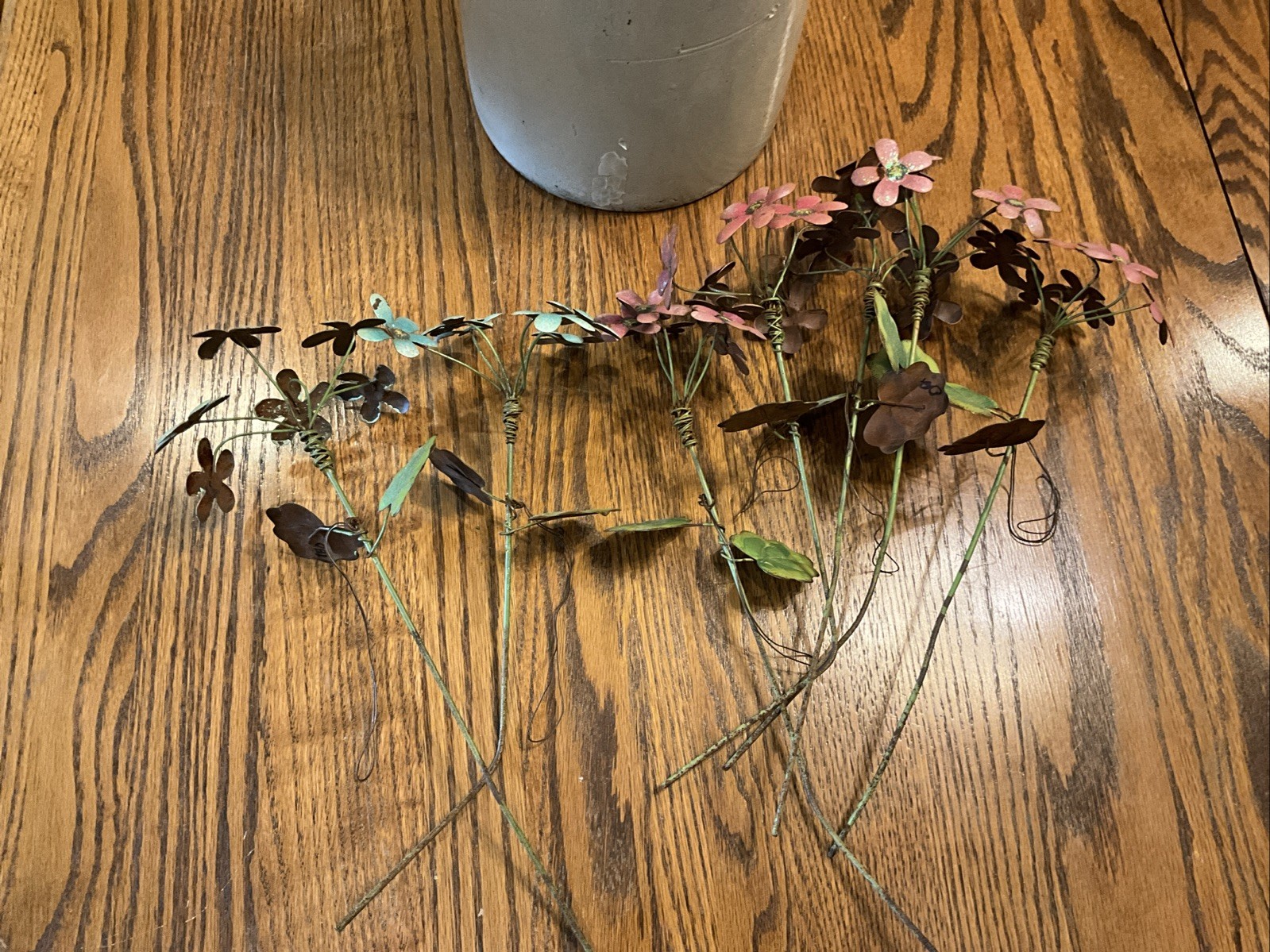 Enameled Metal Flowers 7 Total