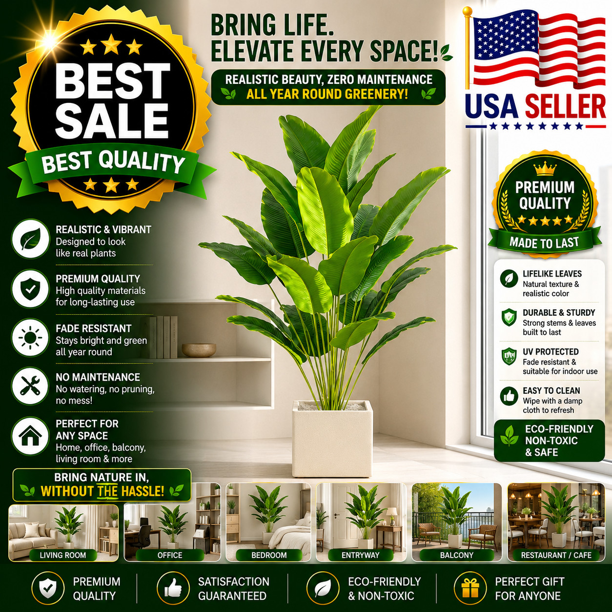 Artificial Tropical Palm Banana Tree Fake Monstera Plant Home Decor New Plants