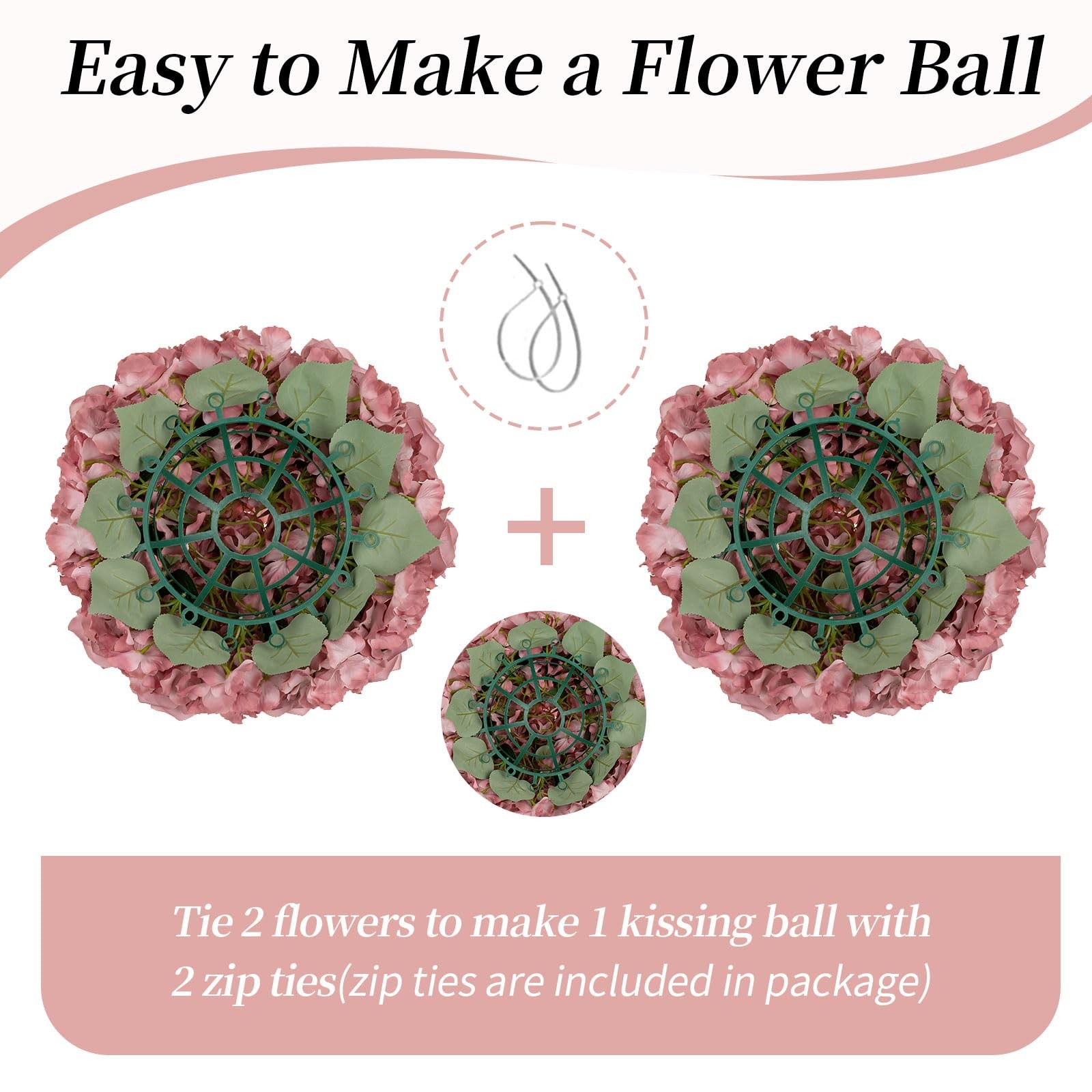 Artificial Flower Balls Wedding Centerpieces 10pcs 15.7″ Large Dusty Pink Fak…