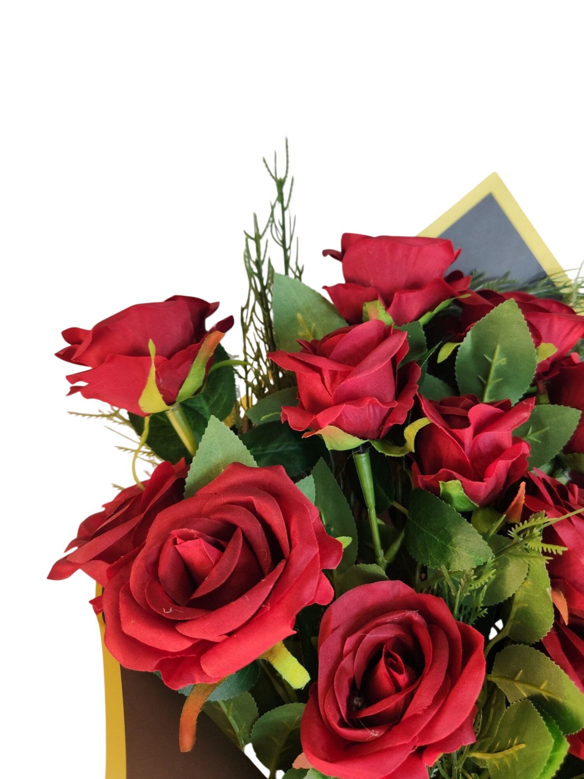 Dozen Dark Red Artificial Roses Bouquet Valentines Day Gift for Wife Romantic We
