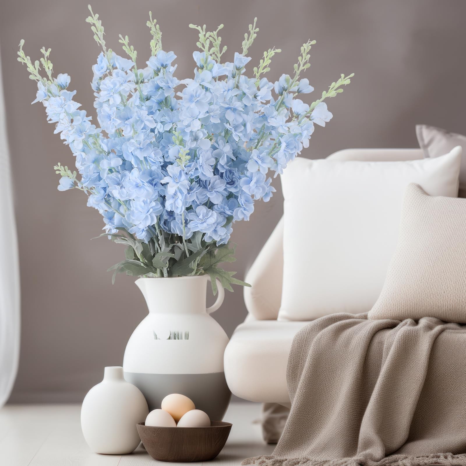24 Pcs Delphinium Artificial Flower 35.4” Long Larkspur Stem Silk Fake Faux …