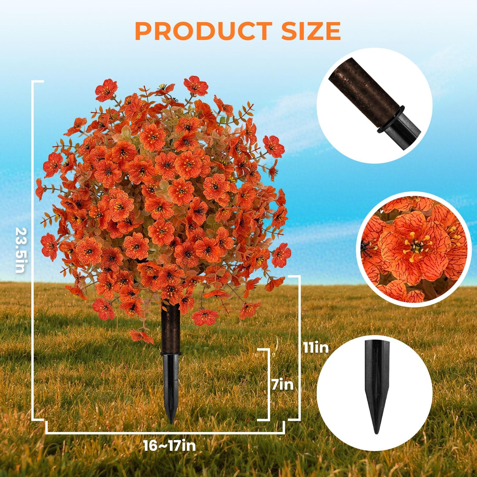 2pcs Fall Artificial Topiary Ball Trees, Autumn Flowers & Ground Spikes