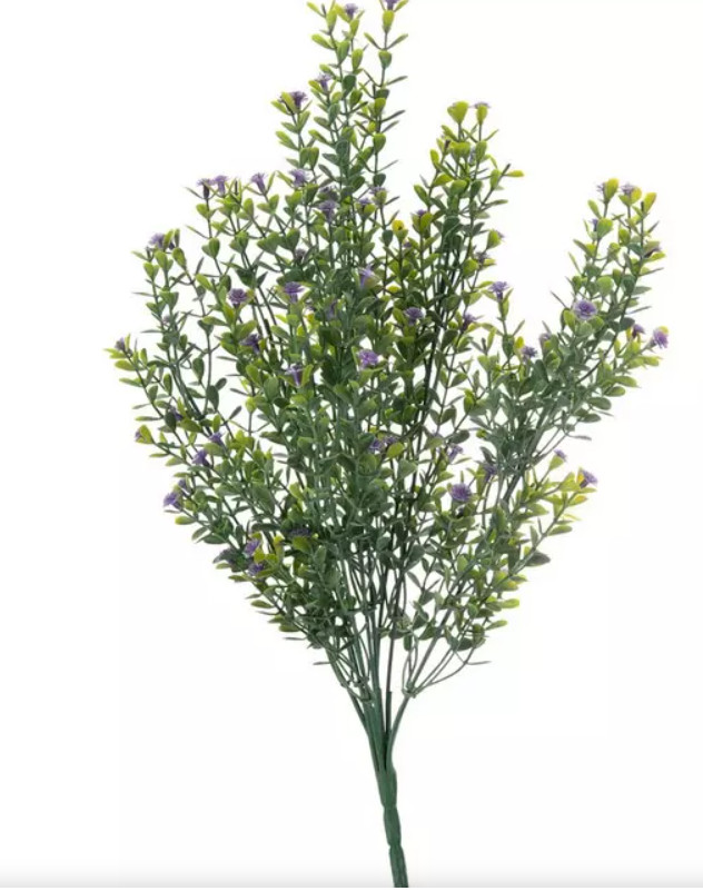 12″ Lavender Lilac & White Rose Bouquet with purple flower bush and greenery