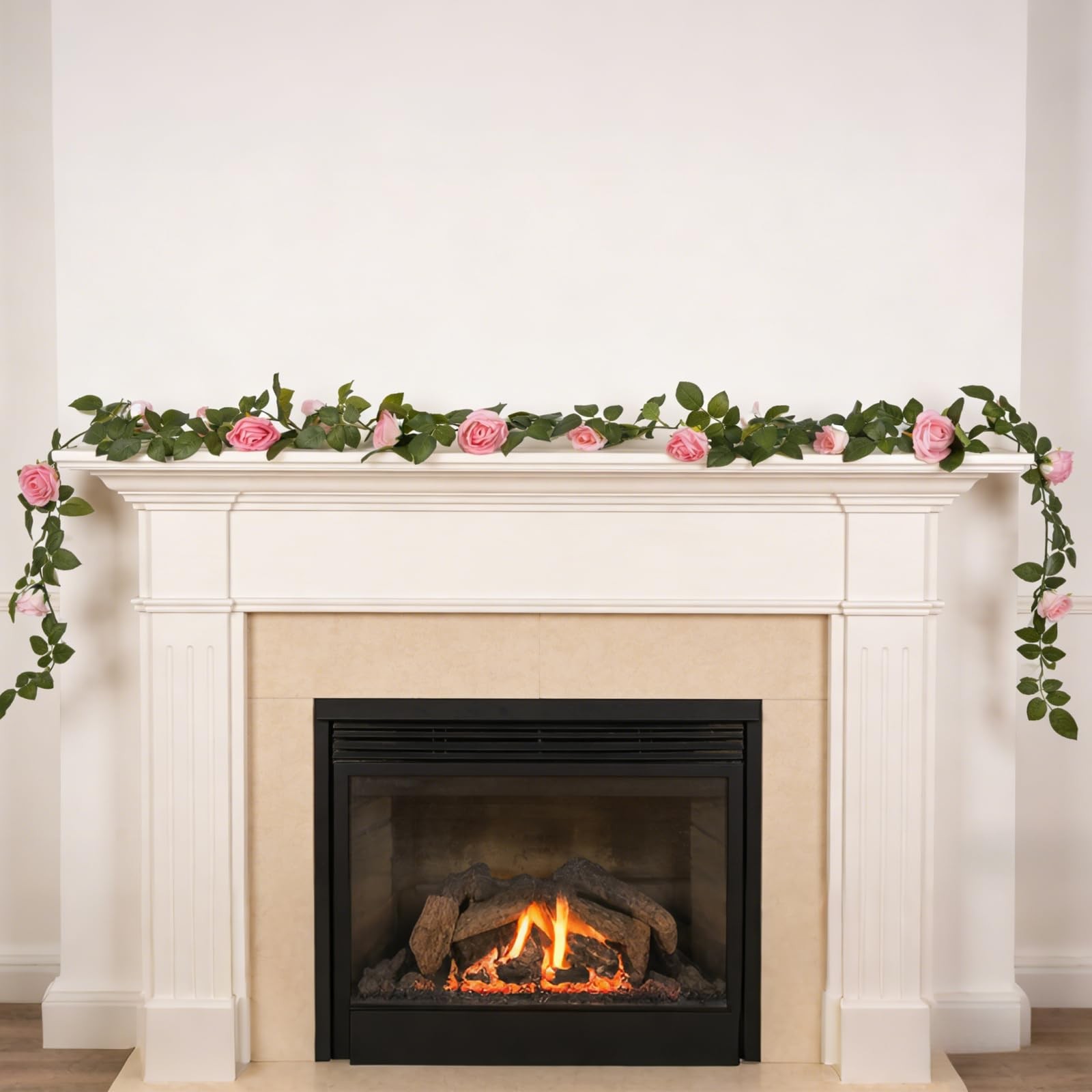 Artificial Rose Flowers Garland 6.56ft Pink Rose Vines, Hanging Rose Fake Flo…