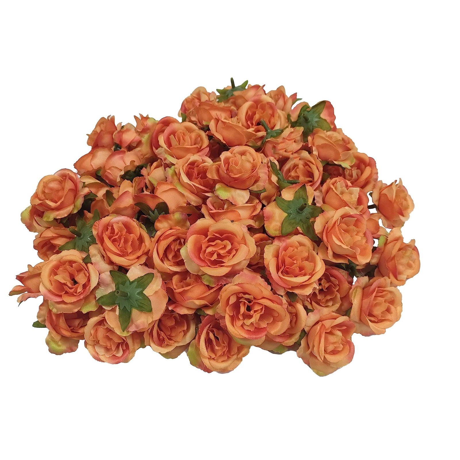 2.2”Artificial Satin Orange Rose Flower Heads,80Pcs Silk Sunset Red Rose Hea…