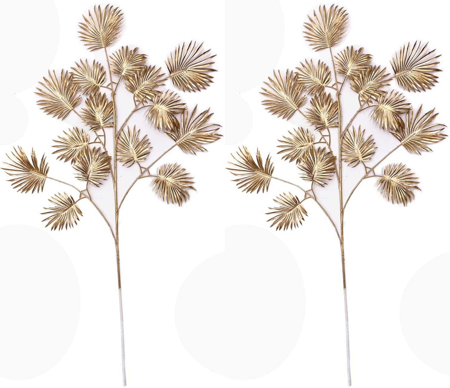 2 Pack Christmas Decor Artificial Gold Plants 30 Inch Faux Palm Leaves Vase